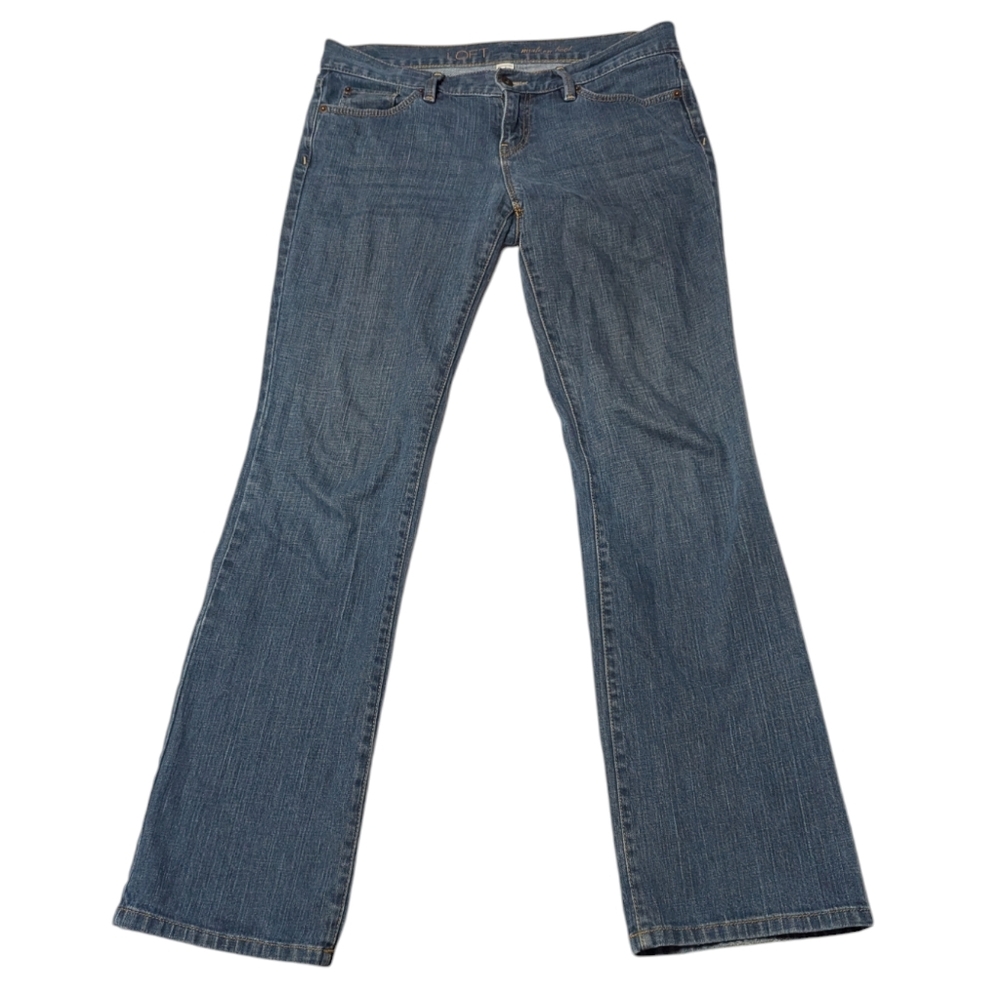Loft Womens Modern Boot Cut Blue Jeans Denim Classic Medium Wash Stretch Size 8
